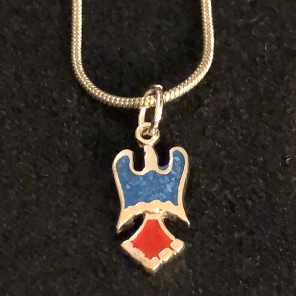 VTG 1970s Native American Pendant Necklace Turquoise/925/Stainless Steel. - Picture 1 of 8